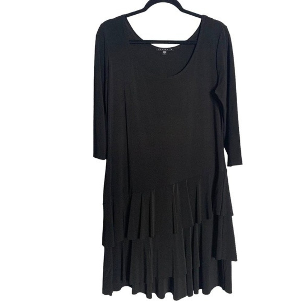 TIANA B BLACK TIERED SKIRT DRESS JESEY SIZE LARGE